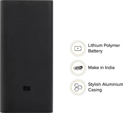 Mi 20000 mAh Power Bank (18 W, Fast Charging) (Black, Lithium Polymer) Mi 20000 mAh Power Bank (18 W, Fast Charging) (Black, Lithium Polymer)